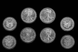 United States of America Liberty Standing 4 One Oz Fine Silver One Dollar Coins, Still In