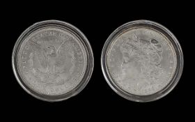 United States of America Liberty Head One Dollar Silver Coin - Date 1889. E.F. Condition.