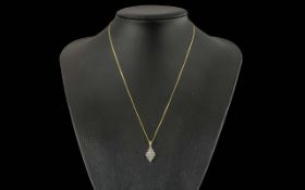 Ladies Elegant 9ct Gold & Diamond Set Pendant and 9ct Gold Necklace. Both Hallmarked for 9ct Gold.