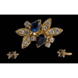 Mikimoto Signed Ladies 18ct Gold Sapphire / Diamond Set Ring with Mikimoto Logo and Hallmark to