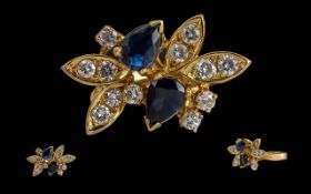 Mikimoto Signed Ladies 18ct Gold Sapphire / Diamond Set Ring with Mikimoto Logo and Hallmark to