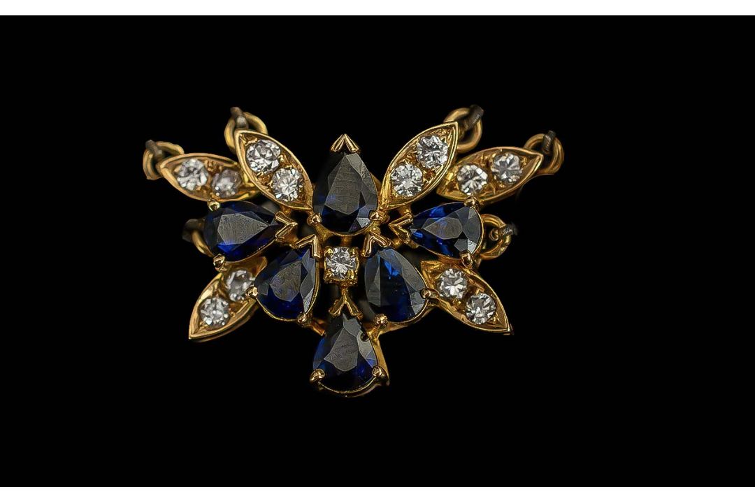 Mikimoto Signed Ladies Triple Strand Cultured Pearl Necklace - With 18ct Gold Sapphire & Diamond - Image 2 of 5