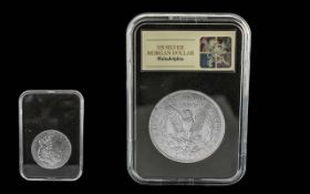United States of America Slabbed Morgan Silver Dollar, Philadelphia Mint, Date 1921. Mint