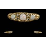 Antique Period Ladies 18ct Gold Pleasing Quality Opal and Diamond Set Ring, Marked 18ct to
