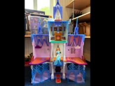 Large 'Elsa's Frozen Castle', measures 5' tall, together with a Barbie sports car, large wardrobe,