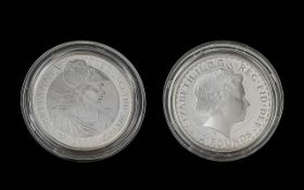 Elizabeth II Royal Mint Britannia One oz Coin - Date 2010. In Capsule / Uncirculated Mint