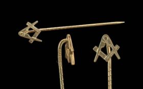 Masonic Interest. 9ct Gold Square and Compass Lapel Pin with Hallmark.