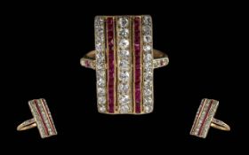 Ladies 18ct Gold Ruby and Diamond Set Dress Ring, Tests 18ct Gold. Well Designed, Excellent Form,