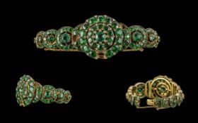 George III Excellent Quality 12ct Gold Rose-Cut Diamonds and Possible ' Rhodolite Green Garnets Set