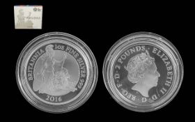 Royal Mint United Kingdom Ltd Edition Britannia 1 oz Fine Silver Proof Coin - Date 2016. 999 Coin.