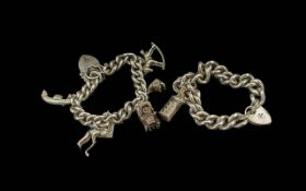 Fine Pair of Vintage Sterling Silver Charm Bracelets With Good Silver Charms. Marked for Sterling