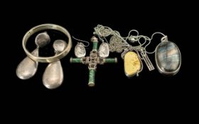 Collection of Sterling Silver Jewellery, Includes Bangle, Pendants, Earrings, Chains etc. Approx