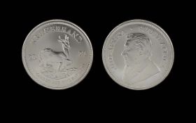 South Africa One Fine Oz 999 Silver Kruggerand, Date 2021. Mint Condition.