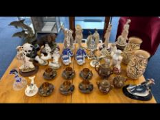Five Boxes of Collectibles, to include Japanese tea set, figures, glass ornaments, some Oriental