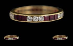 Ladies - Pleasing 18ct Gold Ruby and Diamond Set Full Eternity Ring. Marked 750 - 18ct. Rubies and