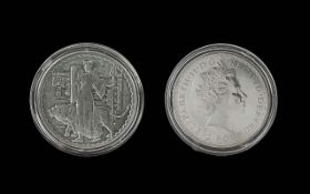 Elizabeth II Royal Mint Britannia One Oz Fine SIlver Coin - Date 2001. Uncirculated In Capsule.
