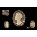 Antonio Berini - Signed 1770 - 1830 Excellent Quality 15ct Gold Mounted Cameo Brooch / Pendant, With