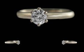 Ladies - Excellent Quality 18ct Gold Single Stone Diamond Set Ring, Full Hallmark to Interior of