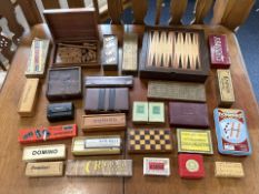 Box Containing a Quantity of Vintage Games, mainly in decorative wooden boxes, comprising sets of