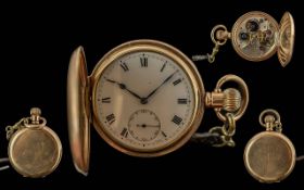 Swiss Made Tempus 107 Gents 10ct Gold Filled Full Hunter Keyless 21 Jewels Pocket Watch, 5