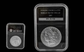 United States of America Genuine Uncirculated Slabbed Morgan Silver Dollar - Date 1887. Uncirculated