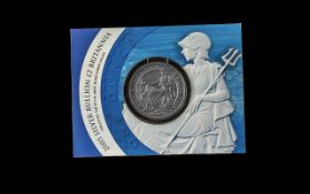United Kingdom Royal Mint Elizabeth II Britannia 1 oz Fine Silver Coin, Purity 999. Date 2005,