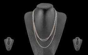 A Fine Quality - Stirling Silver Chain of Extra Long Length. Well Design. Stamped Sterling Silver.