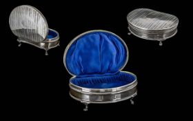 Victorian Period 1837 - 1901 Ladies Sterling Silver Large Table Trinket Box - Raised On 4 Hoofed