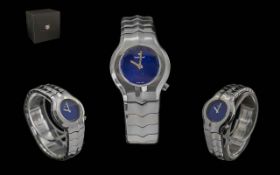 Tag-Heuer Ladies Stainless Steel Quartz Wrist Watch - Features Blue Dial, Water Resistant 100 Metres