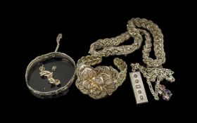 Good Mixed Bag of Sterling 925 Silver Jewellery, Includes Bangles, Necklace, Ingot, Chains, Earrings
