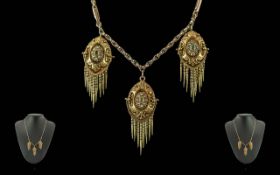 Victorian Period 1837 - 1901 9ct & 15ct Gold Adapted Necklace, Rich Gold Colour, The Ornate Drops