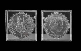 Royal Mint Queen Elizabeth II One oz Fine Silver Brittania Coin - Date 2011. In Capsule /