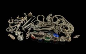 Good Assortment of Sterling Silver Jewellery, Includes Brooches, Earrings, Bracelets etc. All