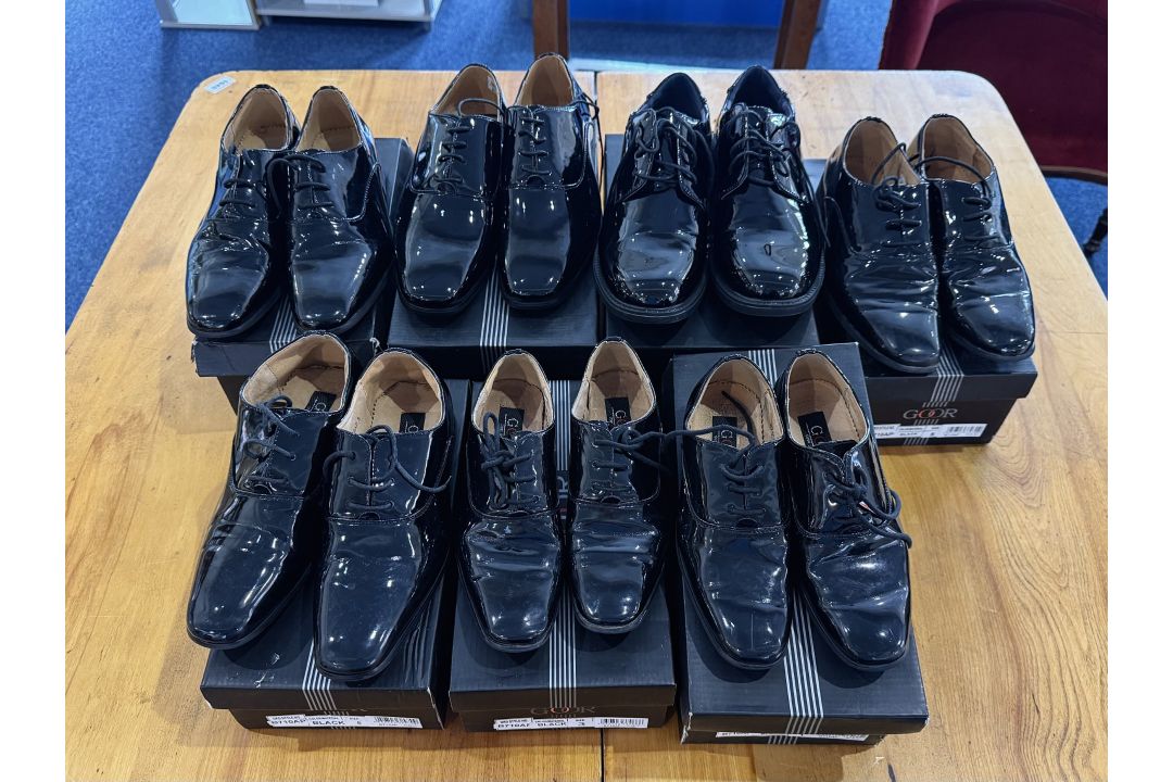 Seven Pairs of Men's Black Patent Leathe - Image 1 of 3