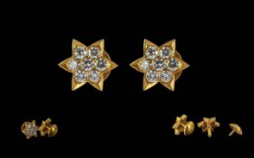 Ladies - Fine Pair of 18ct Gold Diamond