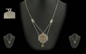 Arts & Crafts Murrle Bennett - Active Between 1884 - 1914 Stunning Silver and Citrine Set