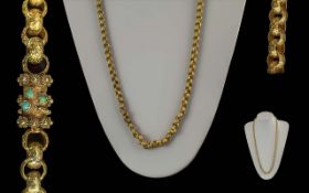 George III Excellent Quality 18ct Gold Chain with Wonderful Embossed Decoration to Each Link, Warm