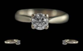 Ladies 18ct White Gold Single Stone Diam