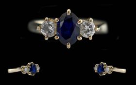 18ct Gold Sapphire & Diamond Ring, centr
