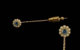 Ladies Antique 15ct Gold Seed Pearl & Aq
