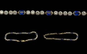 14ct Gold Line Bracelet - Set With White