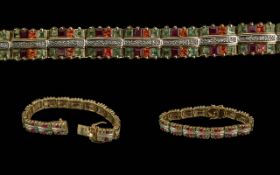 Ladies - Pleasing 9ct Gold Gem Set Brace