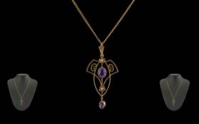 Art Nouveau Ladies 9ct Gold Open Worked