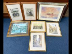 Collection of Framed Limited Edition Prints, to include York interest a K W Burton pair of limited