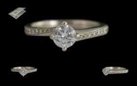 Ladies - Quality 18ct White Gold Diamond Set Dress Ring. Full Hallmark to Interior of Shank. The