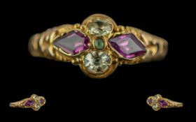 Antique Period Ladies Exquisite 18ct Gold Amethyst / Peridot Set Ring, Excellent Design. c.1860's.