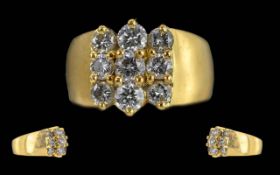 Ladies 18ct Gold Solid Heavy Shanked Diamond Set Ring. Marked 750 - 18ct to Interior of Shank.