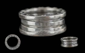 Bvlgari - Ladies 18ct White Gold Signed Band Ring. Marked 750 - 18ct and Bvlgari Letters to