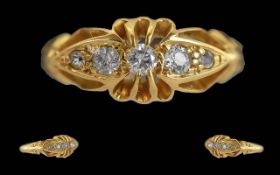Edwardian Period 1902 - 1910 Ladies Exquisite 18ct Gold Diamond Set Ring. Full Hallmark for