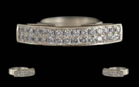 Ladies Quality Contemporary 18ct White Gold Diamond Set Dress Ring ' Anvil ' Design. The Well